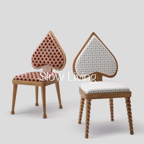中古实木简约桃心家用餐椅休闲椅