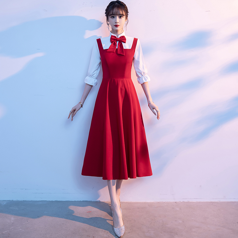 大合唱团演出服女长裙气质主持人学院风指挥礼服学生红歌比赛服装