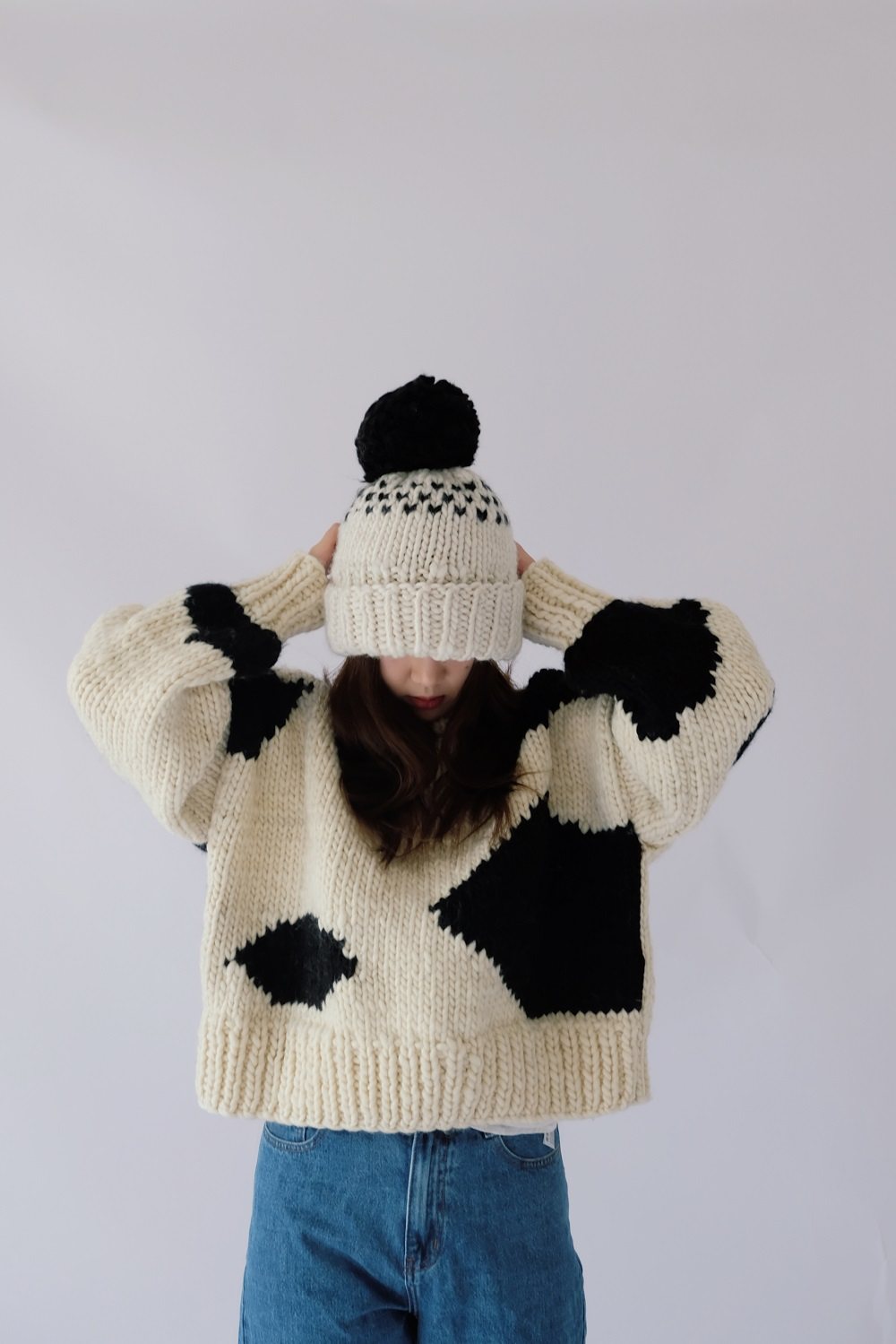 做個毛線 一只奶牛手工套头毛衣材料包配视频教程非成品