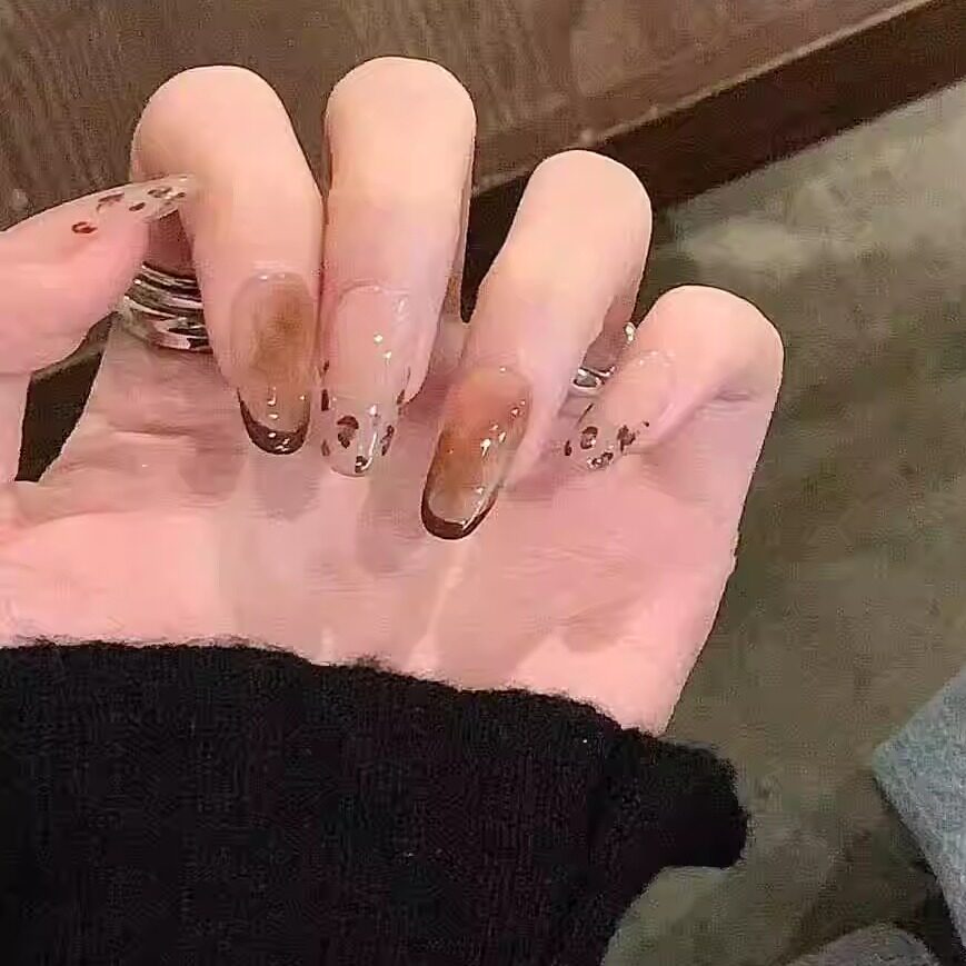 手工定制琥珀猫眼短款穿戴甲