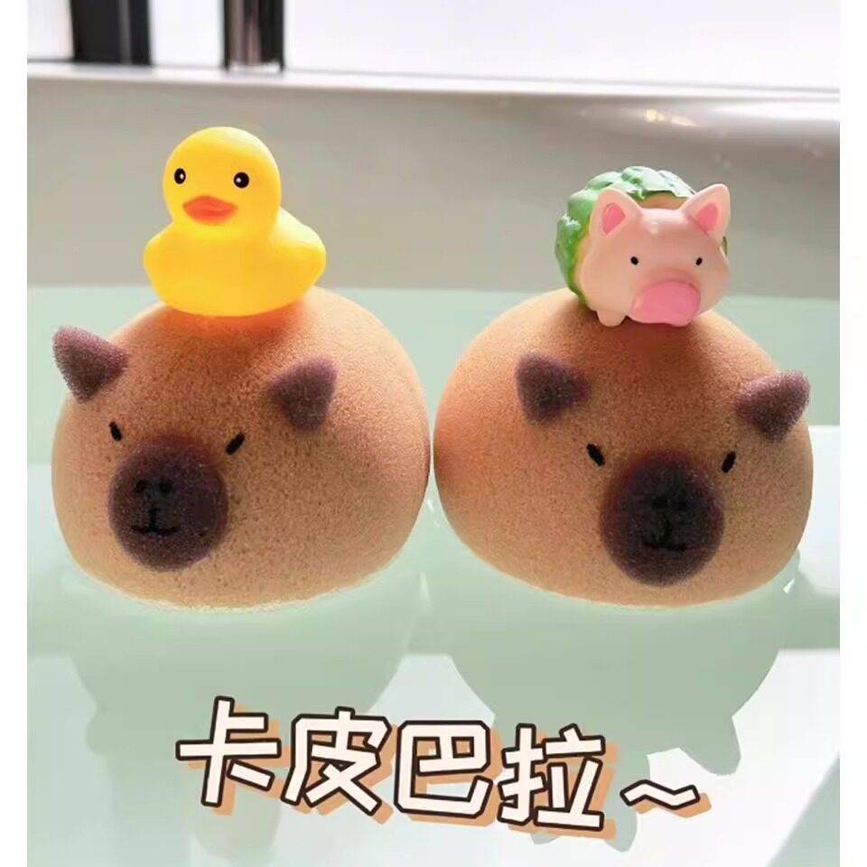 日本搓澡洗脸清洁洗澡沐浴不散巴拉海绵球超柔软起泡卡皮可爱海绵