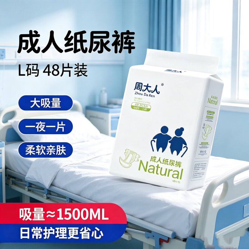 周大人防漏成人纸尿裤XL码轻薄透气干爽瞬吸加厚老人尿不湿男女