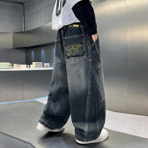 儿童装男童裤子春秋款2026新款男孩牛仔中大童秋季休闲长裤秋装潮
