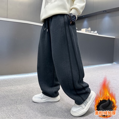 男童秋冬季裤子加绒厚2025