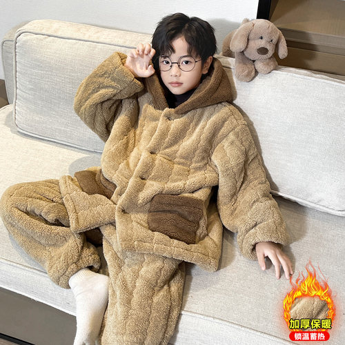 男童秋冬款法兰绒睡衣套装