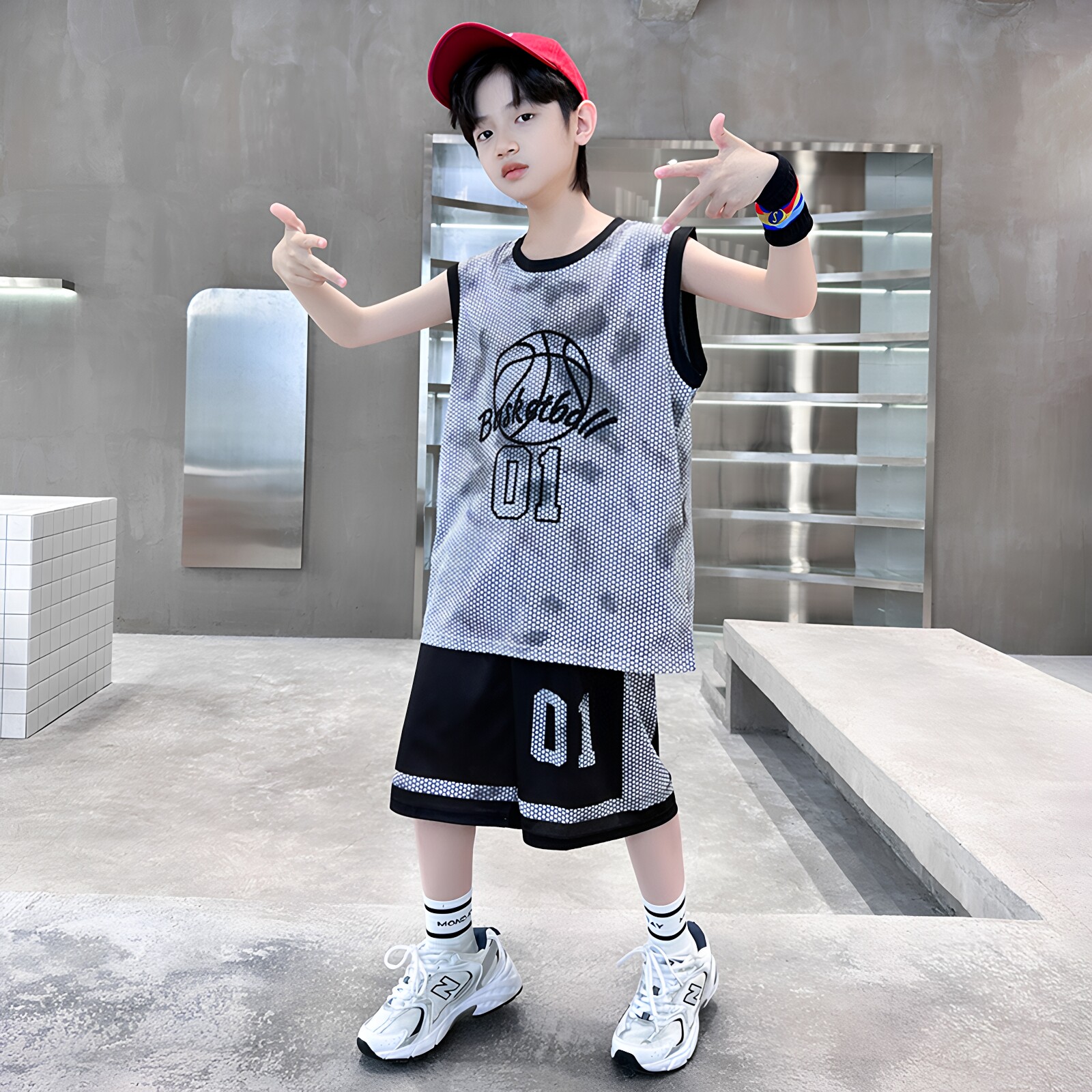男童夏装套装速干篮球服2026新款青少年夏季运动无袖儿童凉感球衣