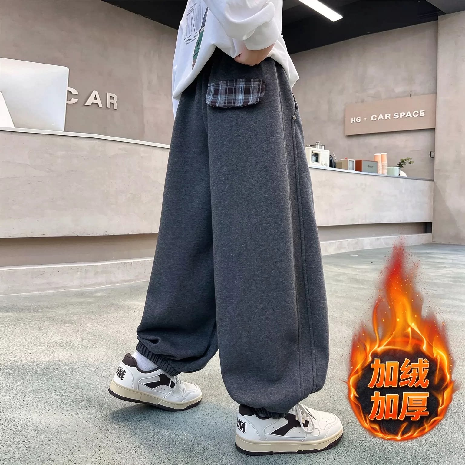 男童加绒裤子秋冬款2026新款大儿童秋装卫裤男孩秋季运动休闲长裤