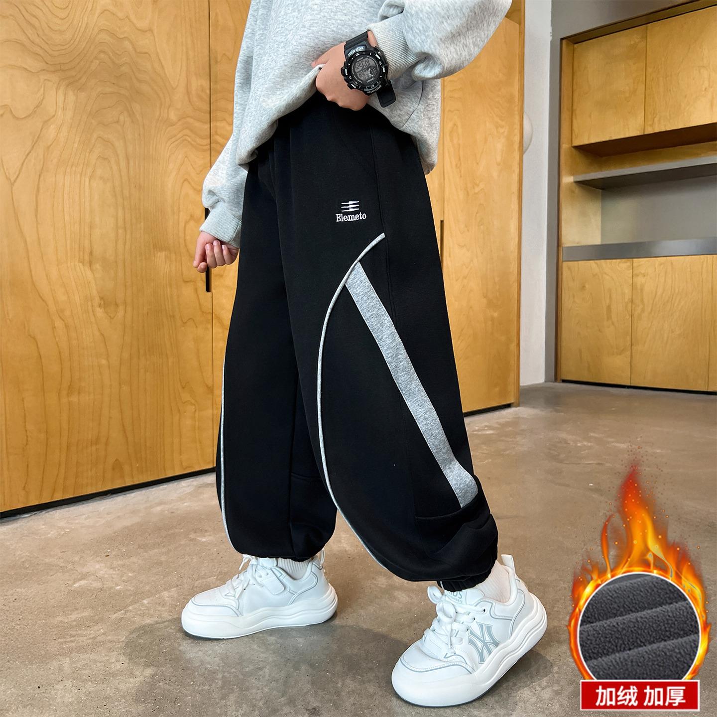 男童秋冬款裤子加绒厚2025