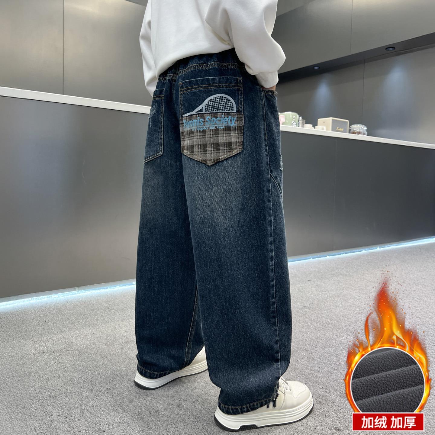 男童秋冬款裤子加绒厚2025