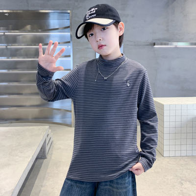 男童德绒卫衣半高领2025秋冬新款冬季加绒打底衫男孩中大儿童上衣