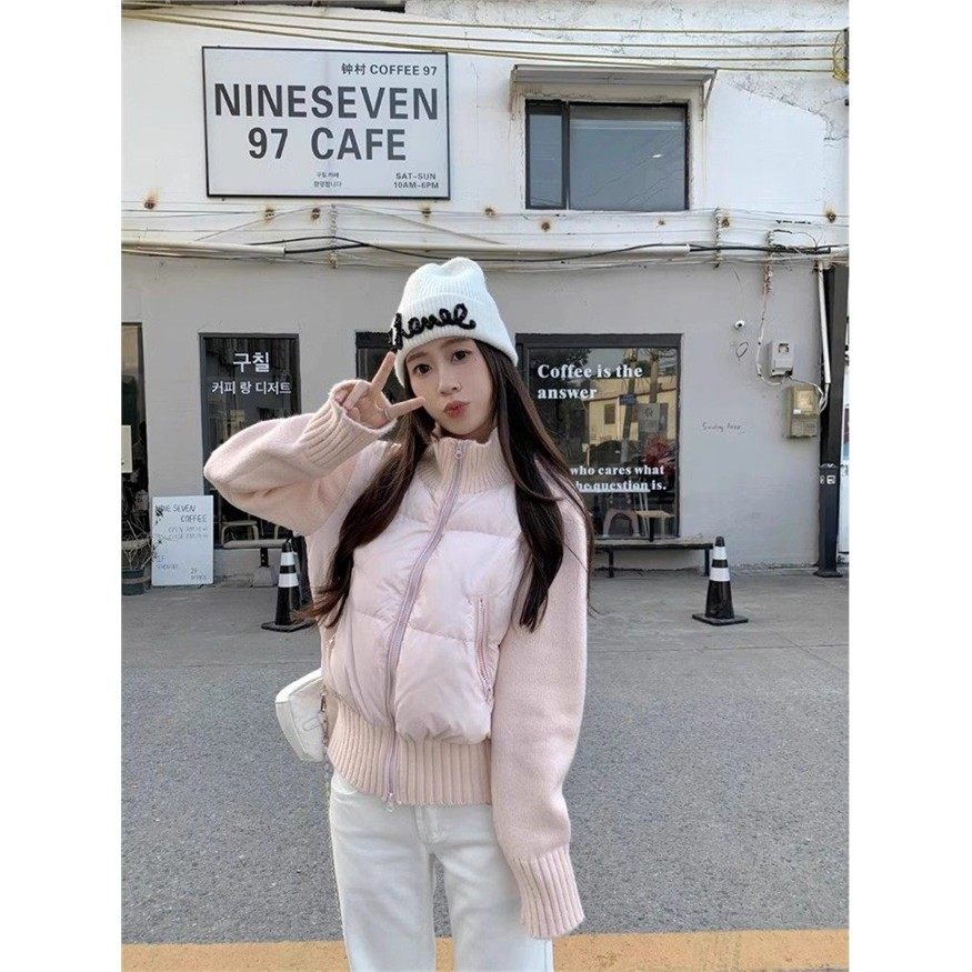 粉色针织拼接羽绒棉服女2025冬季新款轻薄高级感小香风棉衣外套潮,女装/女士精品,棉衣/棉服,淘宝优惠券,粉丝福利购,淘宝优惠卷