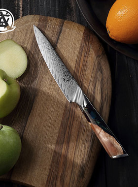 日本进口三本盛大马士革水果刀果皮刀高级家用削皮商用切肉小刀子