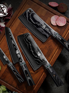 日本进口大马士革钢刀菜刀套装具厨房组合家用全套厨具刀三本盛