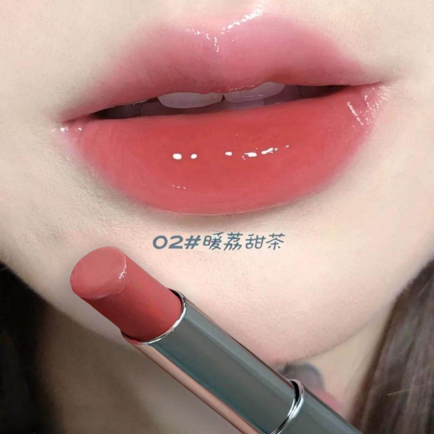 纯欲美神拿捏~清透水光镜面双头雨衣唇釉速干不粘腻显白滋润口红