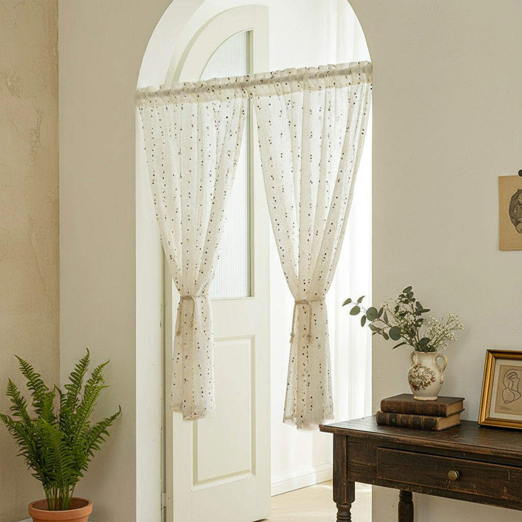 厂家直销咖啡帘小清新彩虹豆透光纱帘门帘隔断帘短帘卧室厨房飘窗