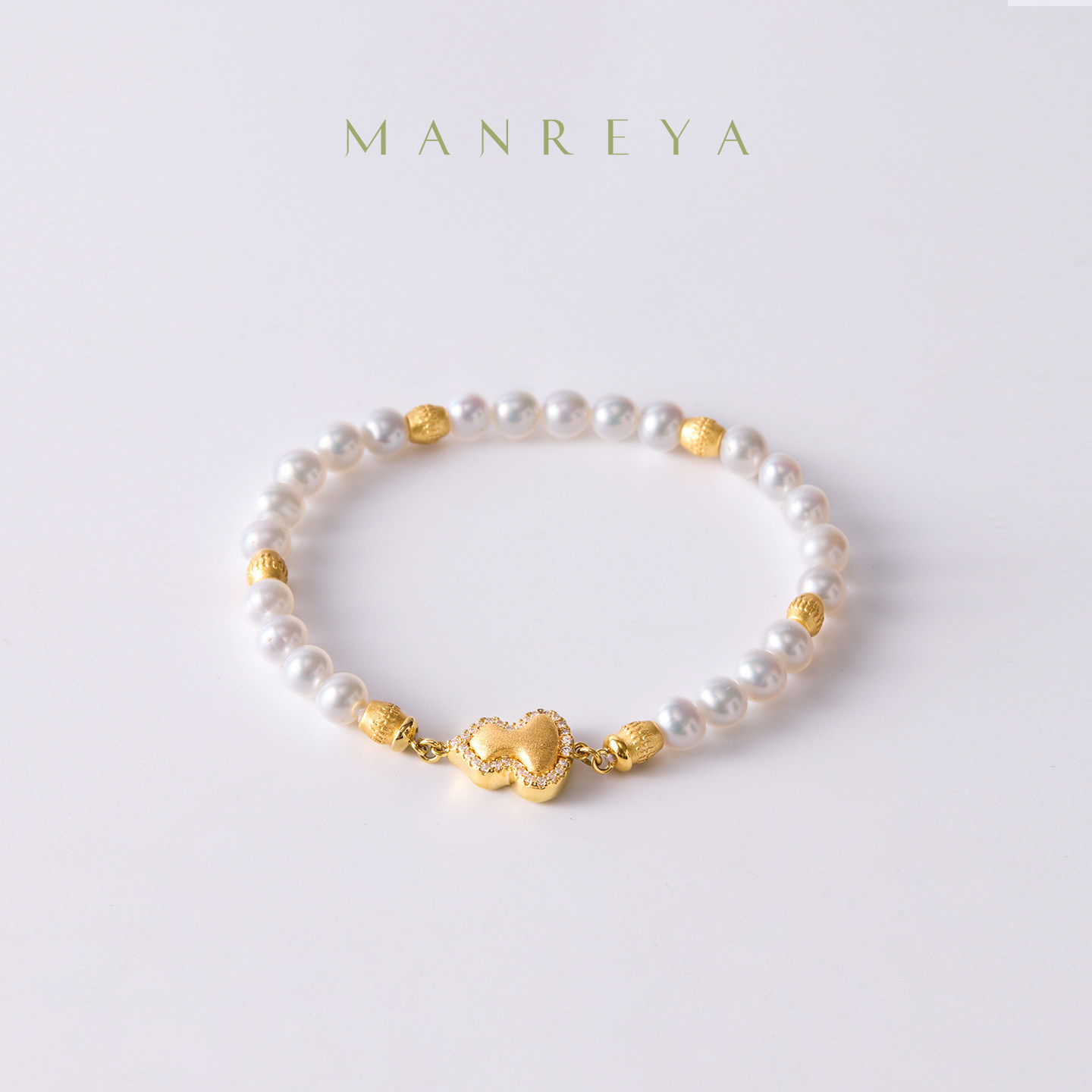 Manreya玛芮雅转运福珠淡水珍珠手串新中式磁吸扣转运珠女金色