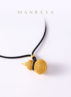 Manreya玛芮雅项链双福叠韵项链葫芦吊坠原创设计金色锁骨链绳链