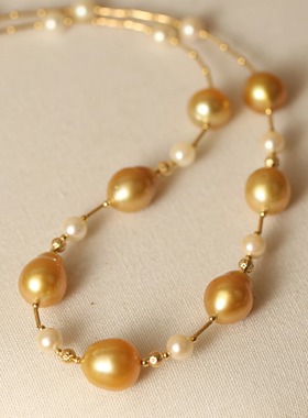 Manreya玛芮雅项链金风玉露高端海水南洋金珠K金项链金色原创设计