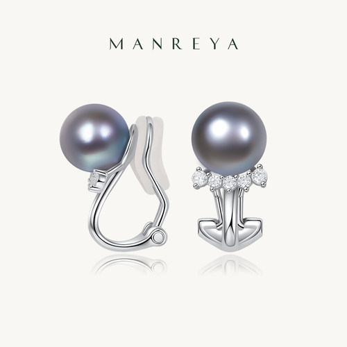 S925银真多麻珍珠耳夹