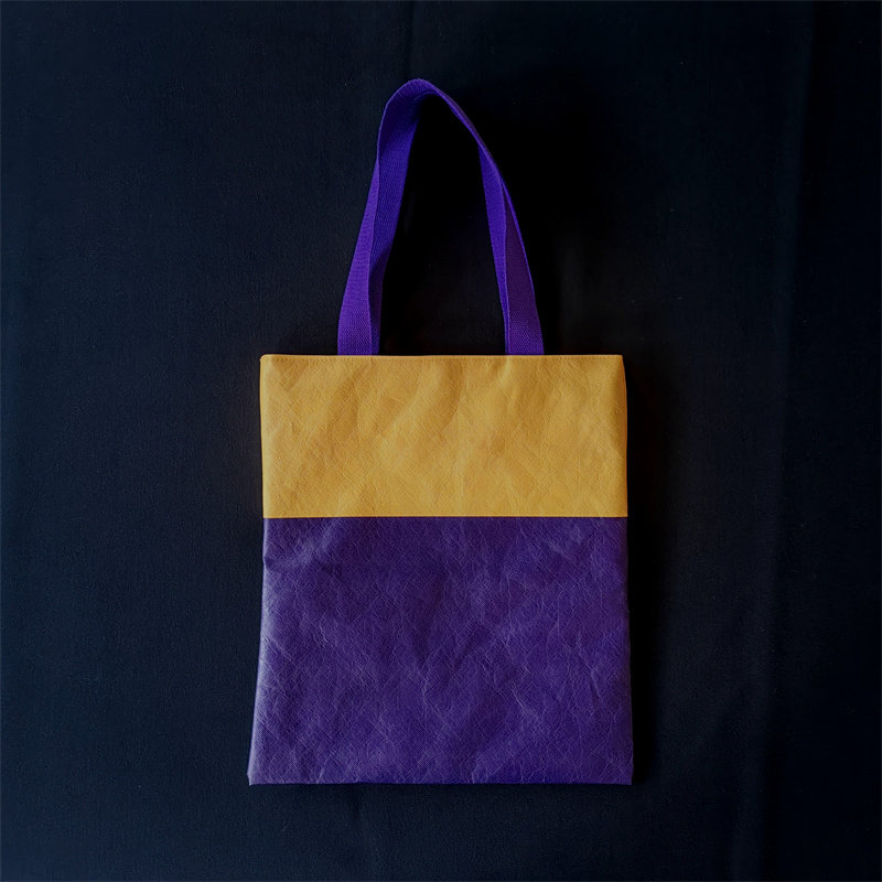 JZLIFE新品2025撞色超轻杜邦牛皮纸购物袋大托特包单肩包A4手提袋