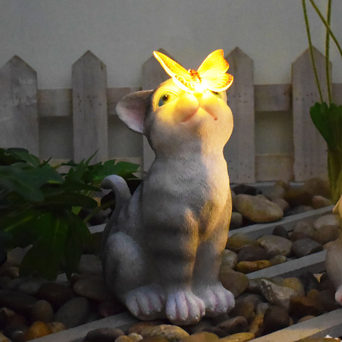 太阳能+动物灯+猫+兔子+夜灯