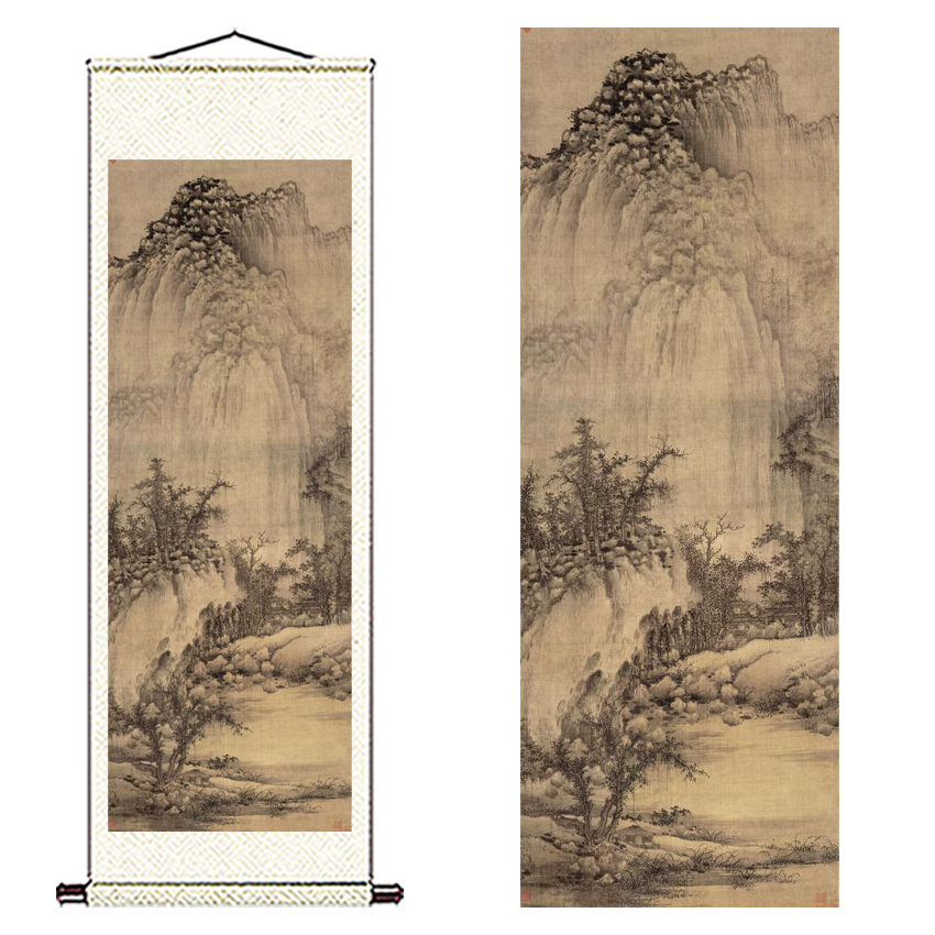 巨然溪山兰若图高清微喷宋元山水画复制传统山水画临摹画稿底稿