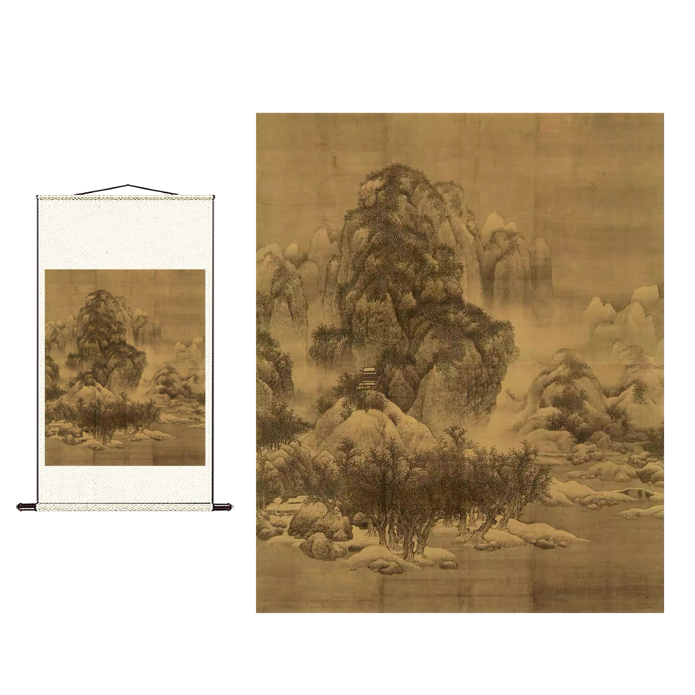 北宋 范宽 雪景寒林图 中国画教学大图临摹范本绘画艺术美院教材