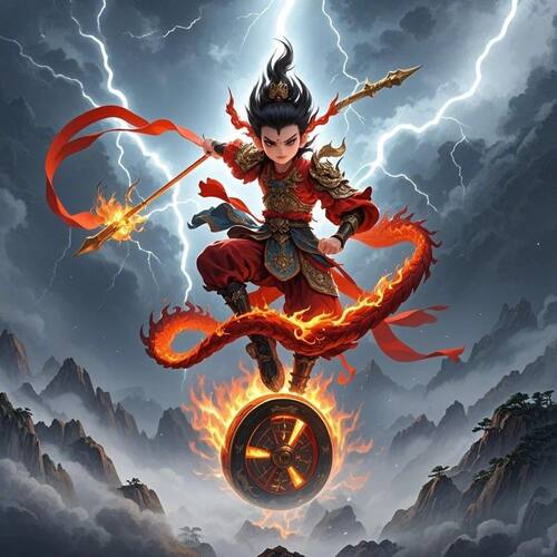 爆款魔童哪吒闹海自粘防水贴纸画客厅卧室儿童房玄关走廊装饰画