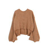 欣子野 松下碎影 秋冬纽扣露腰设计感慵懒风羊毛针织毛衣