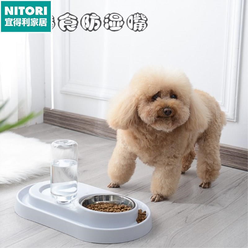日本进口便宜得利多功能不锈钢宠物双碗自动饮水器狗碗猫碗狗狗喂