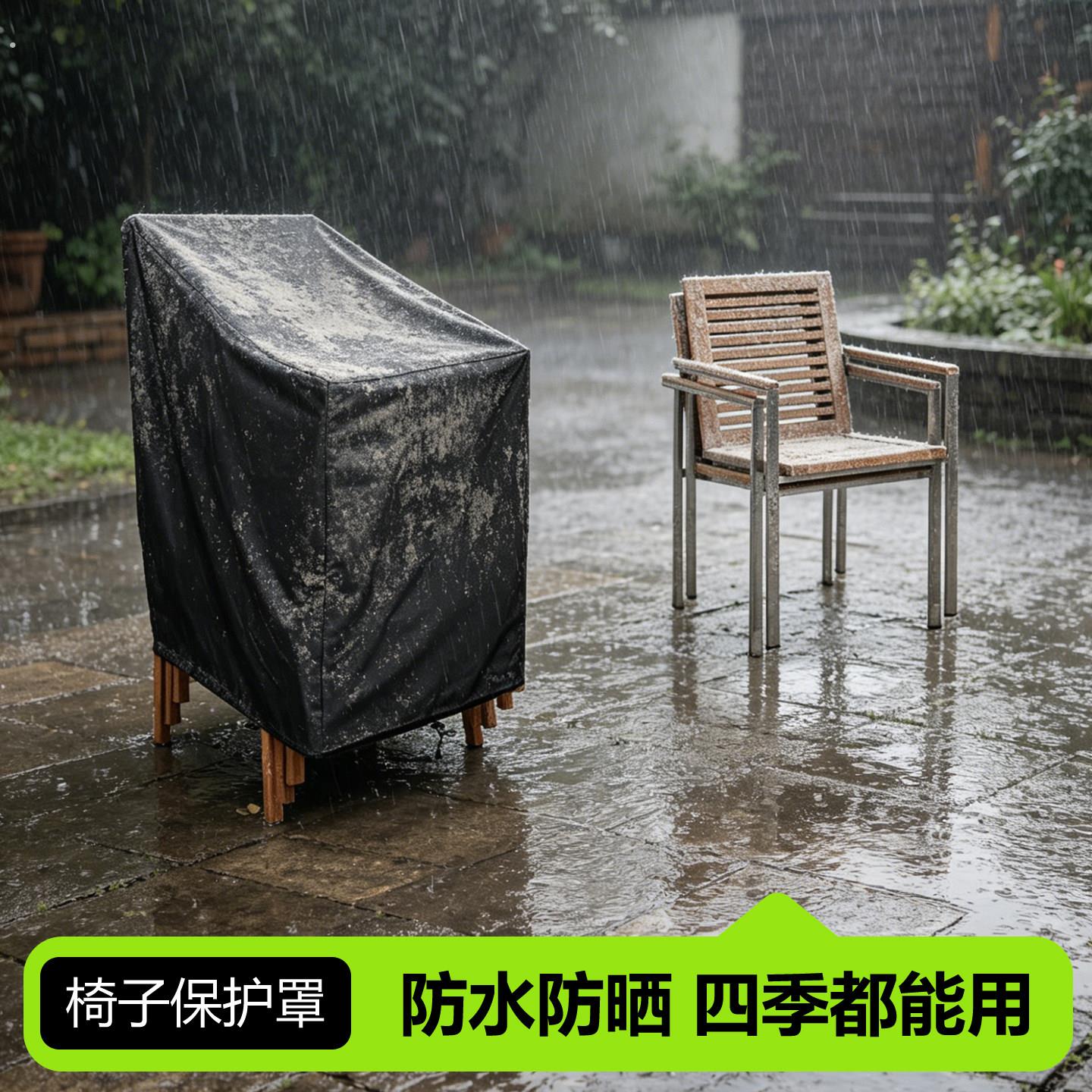 多张椅子堆起叠椅防尘罩室外防雨水防晒露台座椅遮盖布遮阳椅子套