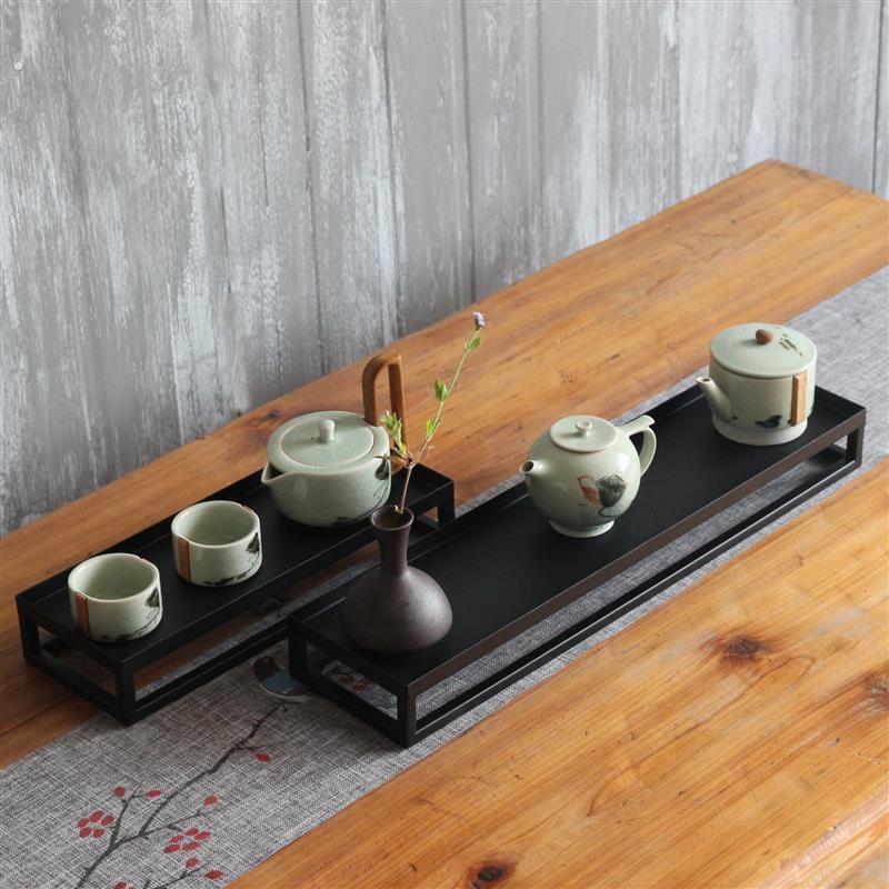 日式铁艺茶杯架子 茶棚托盘茶具展示收纳层架 茶道配件多宝阁博古