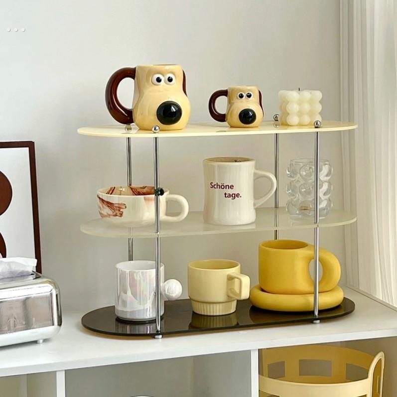 奶油风杯架子置物架创意餐边柜水吧台桌面咖啡杯马克杯茶杯收纳架