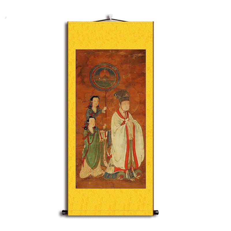日宫月宫画像挂画太阴星君太阳神君宣纸画家居客厅玄关装饰卷轴画