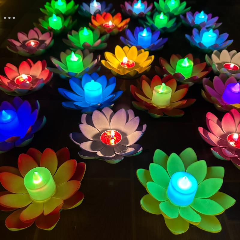 中秋户外发光许愿 河灯花灯电子蜡烛风景区led荷花灯创意莲花灯水