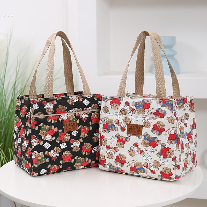 手提式日式绝缘饭盒袋手提式大容量帆布上班族饭盒袋防水饭盒袋