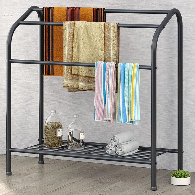 毛巾架落地式浴室置物架晾衣架化妆室免打孔简易浴巾架子厕所收纳