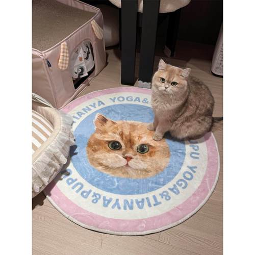 宠物地毯定制猫咪狗狗头像地垫创意礼物狗子纪念用品仿羊绒圆形