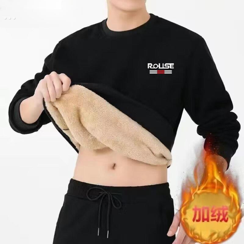 特厚羊羔绒卫衣保暖卫衣男长袖超厚防寒新款巨厚冬季无帽卫衣