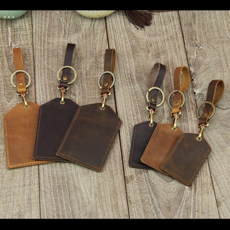 门禁卡套水滴形真皮小长方形门卡钥匙扣炼一体小区电梯卡保护套