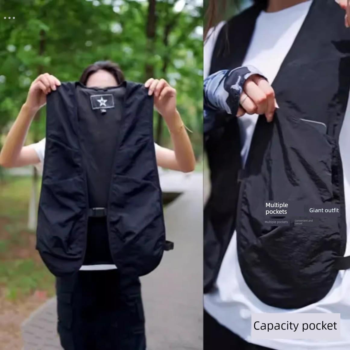 背心夏季男女同款薄口袋户外休闲功能性摄影背心工作背心夹克