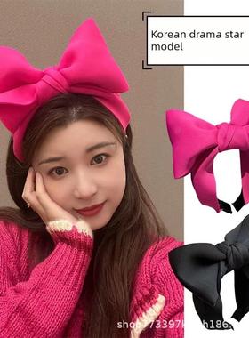 芭比发饰克莱恩蓝色超大蝴蝶结发带网红同款高头骨可爱发带高级头