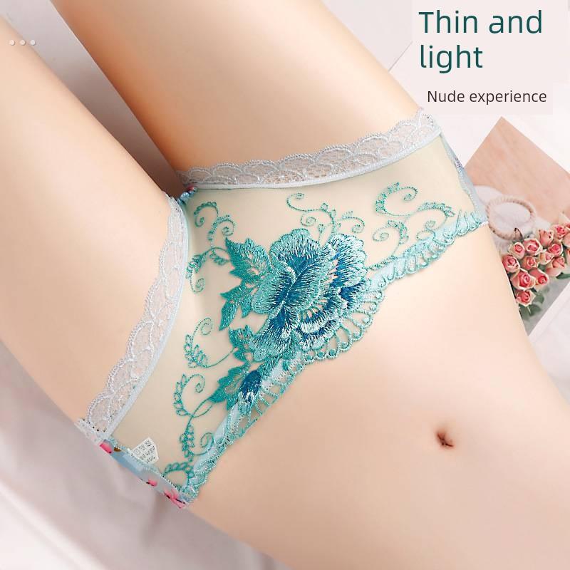 无缝女内衣冰丝透气纯棉抗菌裆部夏季薄蕾丝大尺寸提臀裤