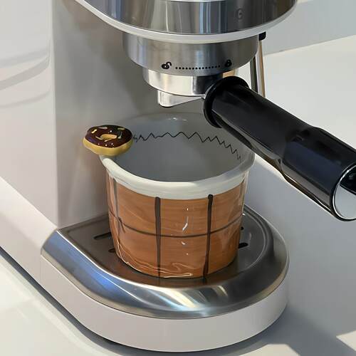 巧克力甜甜圈手握杯立体头手绘釉下彩陶瓷餐具下午茶咖啡杯马克杯