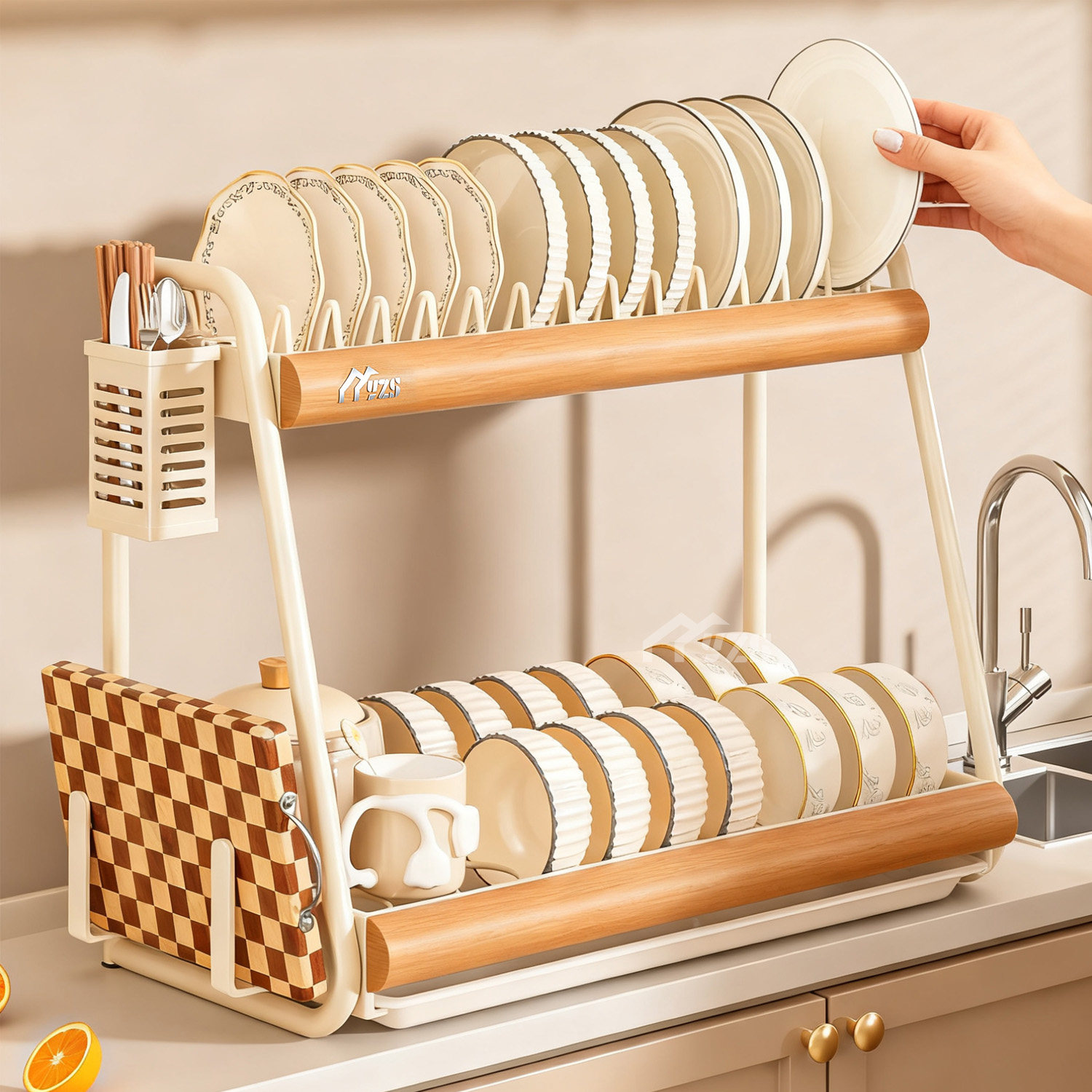 厨房原木风碳钢碗架沥水架置物架碗筷碗碟收纳架碗盘碗柜餐具台面,厨房/烹饪用具,厨房置物架/置物柜/角架,淘宝优惠券,粉丝福利购,淘宝优惠卷