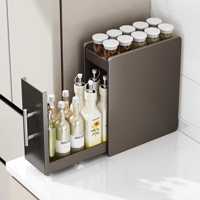 抽拉式调味料置物架台面窄边多层