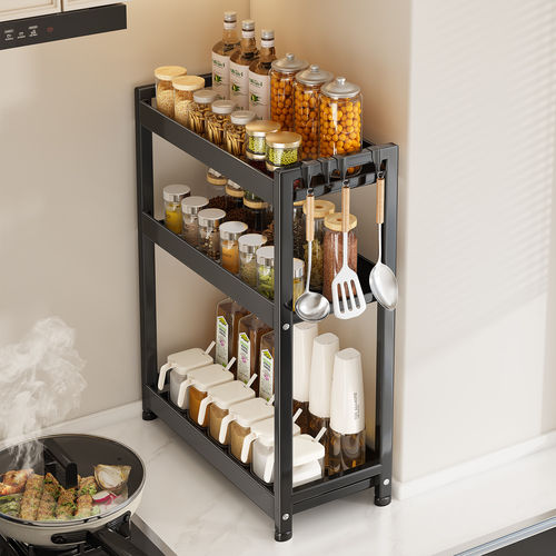 窄款厨房调料品置物架台面夹缝油盐酱醋收纳架多功能调味罐收纳盒