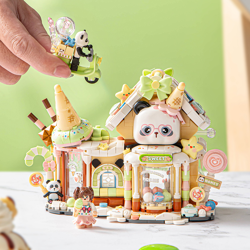 俐智Loz积木街景熊猫冰淇