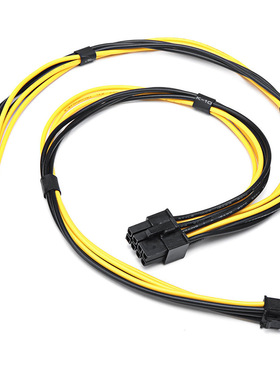 GPU 8Pin转双小6Pin 8针公转小6Pin公 18AWG 黑色/黑黄电子线并线