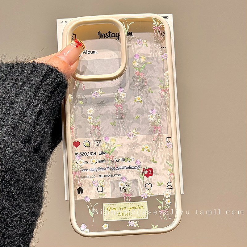 日韩风小碎花透明适用苹果手机壳